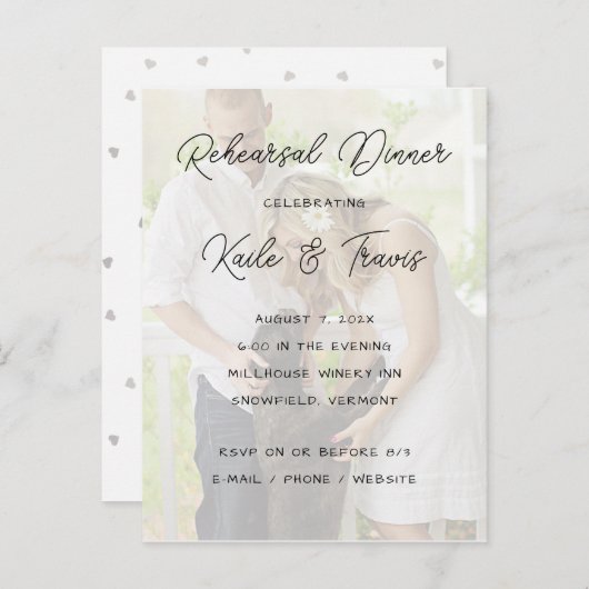 の結婚ポストカードリハーサル夕食写真招待状 ポストカード (正面/裏面)