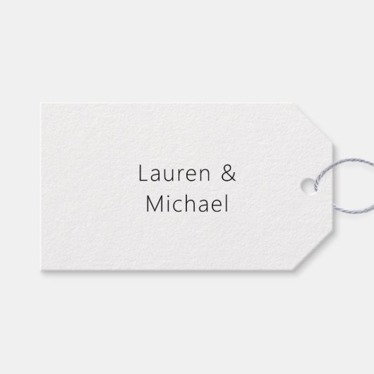 の結婚ミニマエレガントリストのプレーン白黒 ギフトタグ (正面(横))