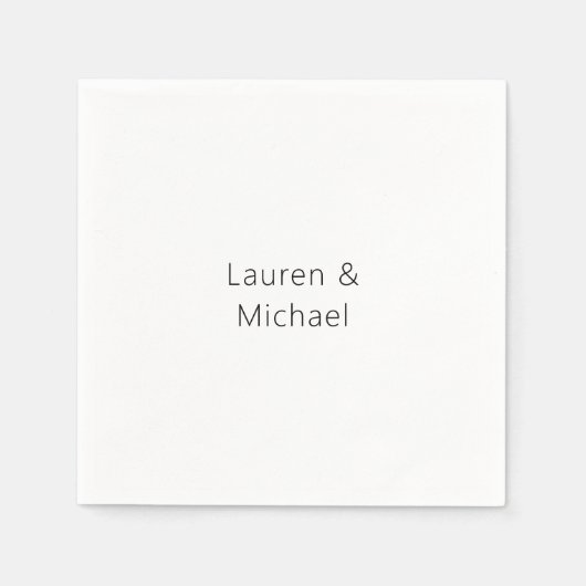 の結婚ミニマエレガントリストのプレーン白黒 スタンダードカクテルナプキン (正面)