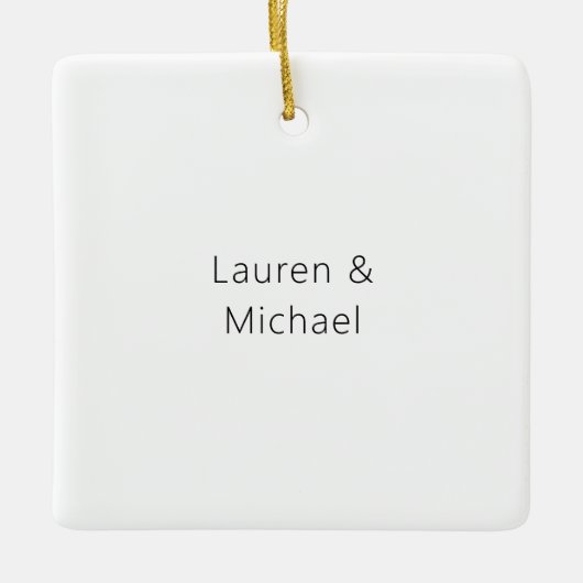 の結婚ミニマエレガントリストのプレーン白黒 セラミックオーナメント (正面)