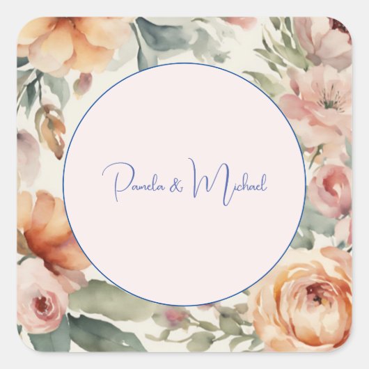 の結婚ミニマエレガントリストクラシカルフローラ スクエアシール (正面)