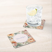 の結婚ミニマエレガントリストクラシカルフローラ スクエアペーパーコースター (インサイチュ)