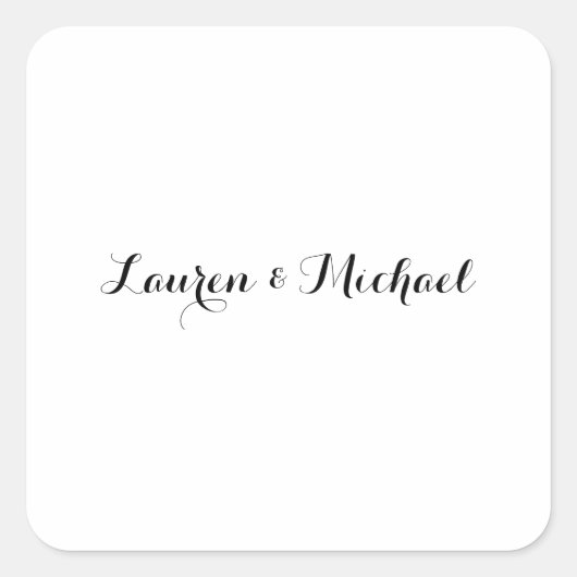 の結婚ミニマエレガントリスト書道白黒 スクエアシール (正面)