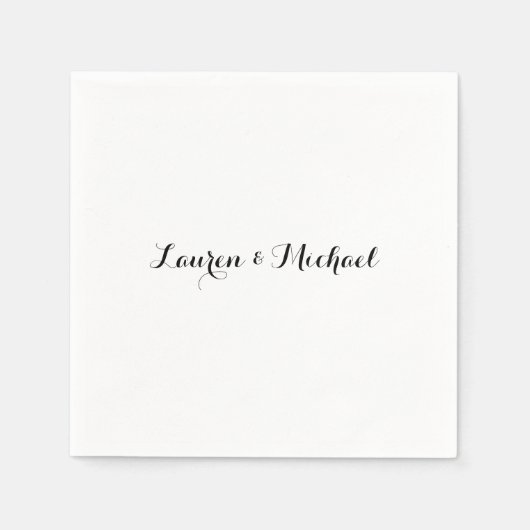 の結婚ミニマエレガントリスト書道白黒 スタンダードカクテルナプキン (正面)