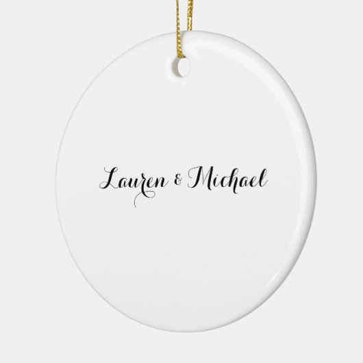 の結婚ミニマエレガントリスト書道白黒 セラミックオーナメント (左)
