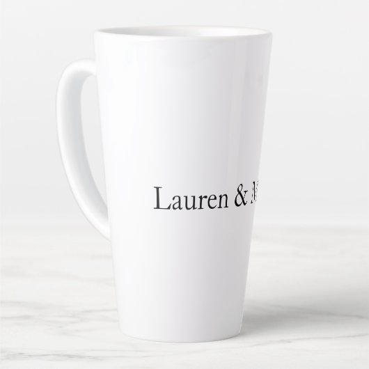 の結婚ミニマエレガントリスト白黒名 カフェラテマグ (左アングル)