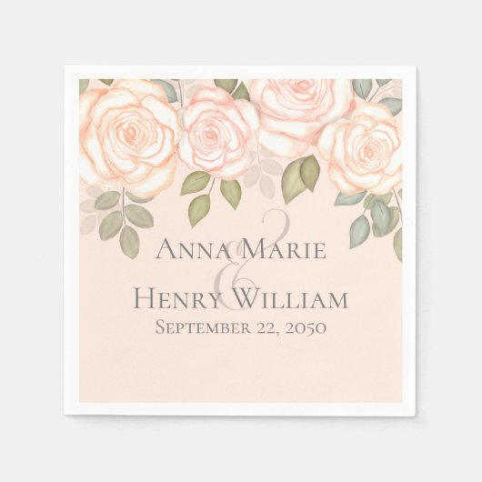 の結婚ミニマエレガントリモダンアル赤面フローラ スタンダードカクテルナプキン (正面)