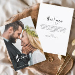 の結婚ミニマモダンリストサンキューカード チラシ<br><div class="desc">バジェット結婚の手書きサンキューカードで、前面と背面に写真を持つ。サンキューカードには白モダンと黒の手で書かれた筆記体のタイポグラフィが含まエレガントれ、シンプルミニマルなモダン結婚式の日のお祝いの後に使用するシンプルこと。</div>
