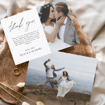 の結婚ミニマモダンリストサンキューカード チラシ<br><div class="desc">フロント結婚とバックに写真がある予算のサンキューカード。サンキューカードにはモダン、結婚式の日のお祝いの後に使用するエレガント、シンプルタイポグラフィとモダン使用する手書き文字文字が含まれている。</div>