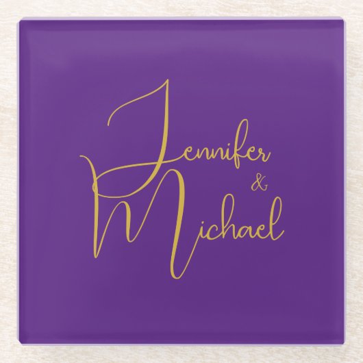 の結婚ミニマモダンリスト・プレーン書名 ガラスコースター (正面)