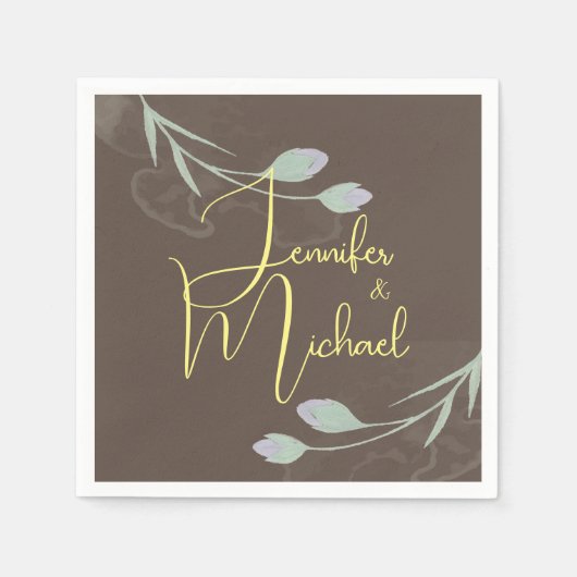 の結婚ミニマモダンリスト・プレーン書名 スタンダードカクテルナプキン (正面)