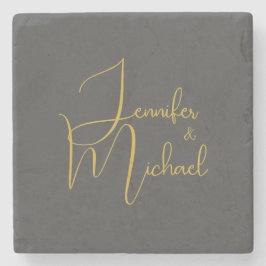 の結婚ミニマモダンリスト・プレーン書名 ストーンコースター