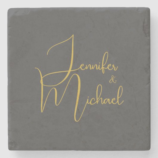 の結婚ミニマモダンリスト・プレーン書名 ストーンコースター (正面)