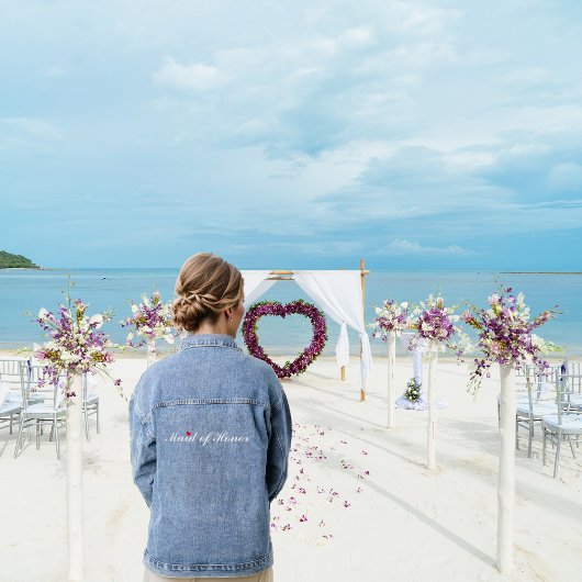 の結婚メイド・オブ・オーナー（花嫁付き添い人）バチェロレッテブライダルパーティ デニムジャケット