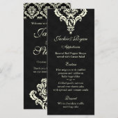 の結婚メニュフォーマルーカードブラッククリームスエード メニュー (正面/裏面)