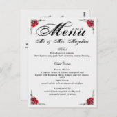 の結婚メニューと御礼のメモをバック ポストカード (正面/裏面)