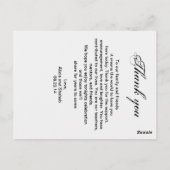 の結婚メニューと御礼のメモをバック ポストカード (裏面)