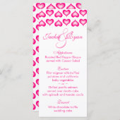 の結婚メニューカードかわいいハートピンク メニュー (正面/裏面)