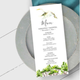 の結婚メニューカード水彩ホワイトヘロン メニュー