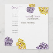 の結婚メニューパープル&イエローダリア花 メニュー (正面/裏面)
