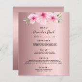 の結婚メニューピンクの花ほこりっぽいバラ (正面/裏面)