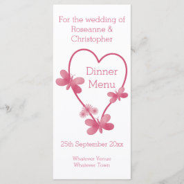 の結婚メニューピンクハートと蝶 メニュー