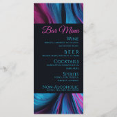 の結婚メニュー – モダン抽象芸術ブルーとピンク –  メニュー (裏面)