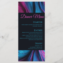 の結婚メニュー – モダン抽象芸術ブルーとピンク – メニュー