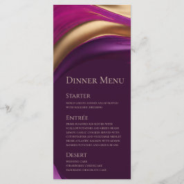 の結婚メニュー – 紫モダン明るい赤紫色と金ゴールド メニュー