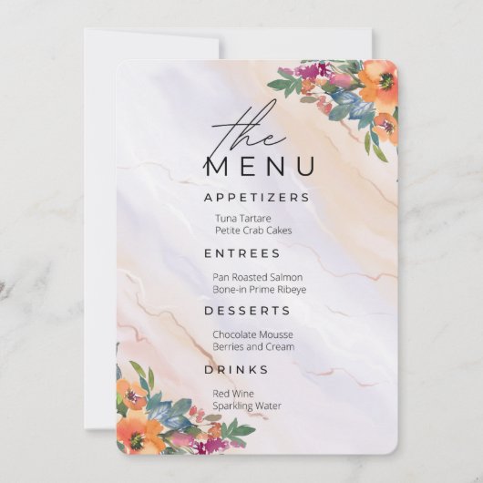 の結婚メニュー(青とオレンジのフローラ) 招待状 (正面)