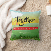 の結婚メモリ新結婚素朴モダンフェスティバル クッション (ブランケット)