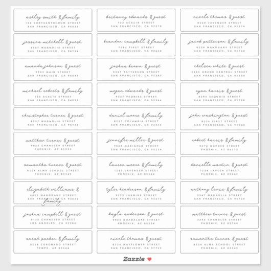 の結婚モダンシンプルゲスト名（白黒） シール (シート)