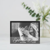 の結婚モダン婚約は日付を保存 |写真 ポストカード (スタンド正面)