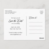 の結婚モダン婚約は日付を保存 |写真 ポストカード (裏面)