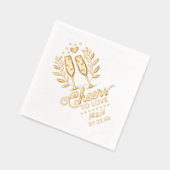 の結婚モノグラムと日付の応援を愛するシャンパン 箔ナプキン (左)