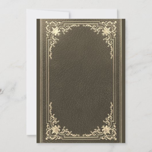 の結婚モノグラムエレガントヴィンテージ金ゴールドオン黒 招待状 (裏面)