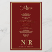 の結婚モノグラムカスタマイズリハーサルディナーメニュー (正面)