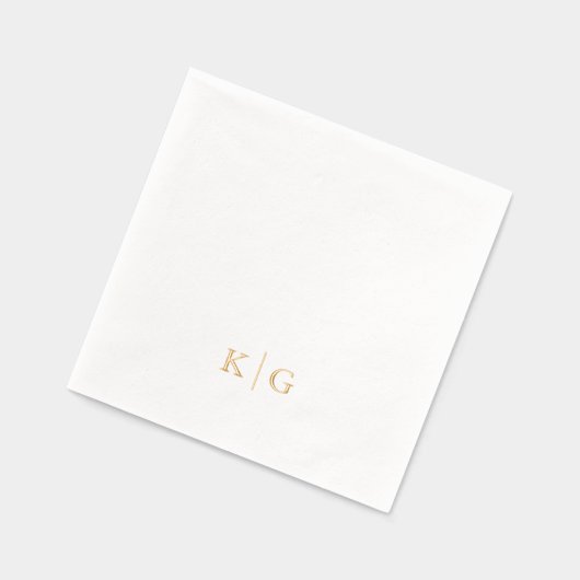 の結婚モノグラムクラシックのエレガント文字 箔ナプキン (左)