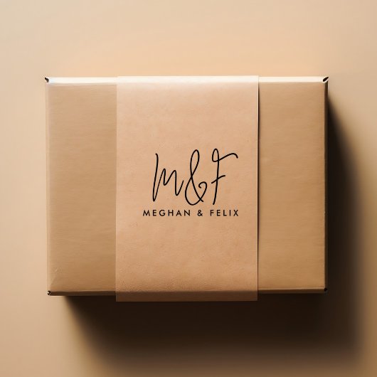 の結婚モノグラムモダンスクリプト名 セルフインキングスタンプ