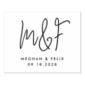 の結婚モノグラムモダンスクリプト名 ラバースタンプ (インプリント)