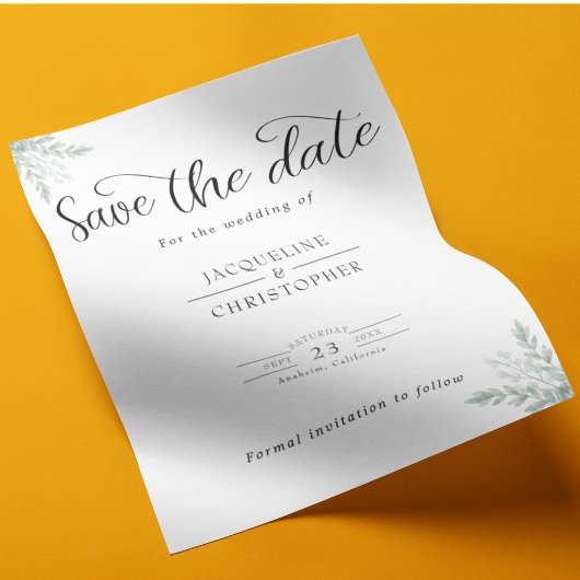 の結婚モノグラム予算ユーカリ日付を保存 チラシ