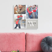 の結婚モノグラム名と日付3 Photo Collage キャンバスプリント (インサイチュ (リビング))