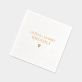 の結婚モノグラム名エレガントモダンハート金ゴールド 箔ナプキン (左)