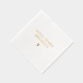 の結婚モノグラム名エレガントモダンハート金ゴールド 箔ナプキン (右)