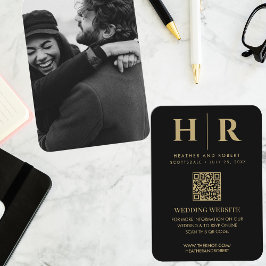 の結婚モノグラム新郎新婦の写真QRコードRSVP エンクロージャーカード