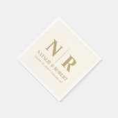 の結婚モノグラム新郎新婦イニシャルエレガント スタンダードカクテルナプキン (角)