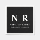 の結婚モノグラム新郎新婦イニシャルエレガント スタンダードカクテルナプキン (正面)