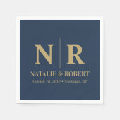 の結婚モノグラム新郎新婦イニシャルエレガント スタンダードカクテルナプキン (正面)