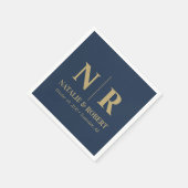 の結婚モノグラム新郎新婦イニシャルエレガント スタンダードカクテルナプキン (角)