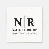 の結婚モノグラム新郎新婦イニシャルエレガント スタンダードカクテルナプキン (正面)